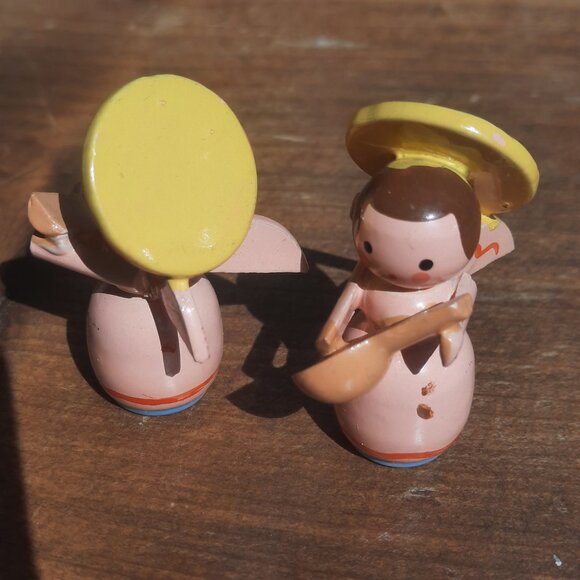 Miniature Angel Choir Painted Wood Musical Band with Instruments VTG Holiday 1.5 - Picture 3 of 15
